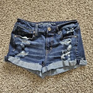 American Eagle Blue Distressed Denim Shorts